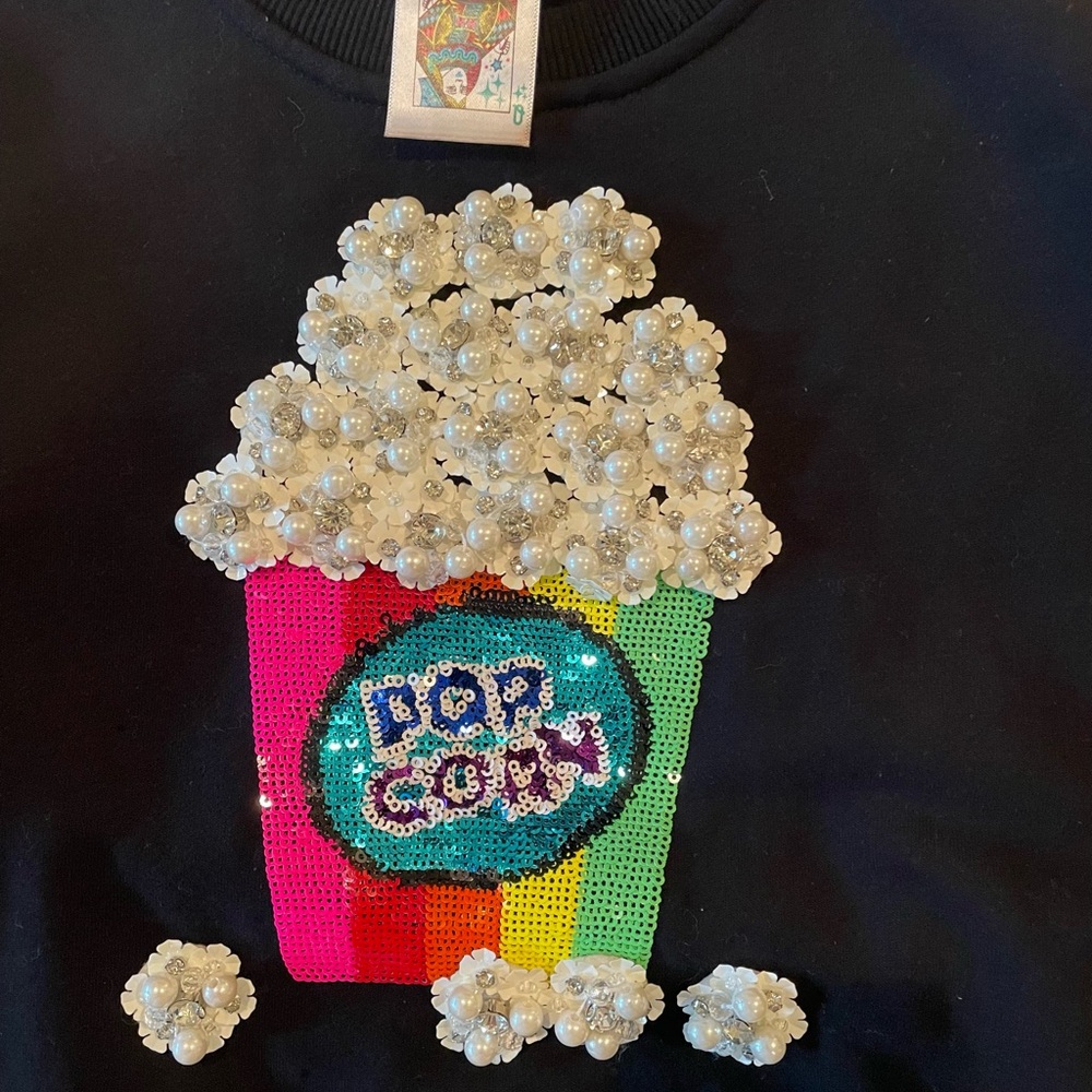 COPY - Queen of Sparkles Black Popcorn Sweatshirt - Picture 3 of 4